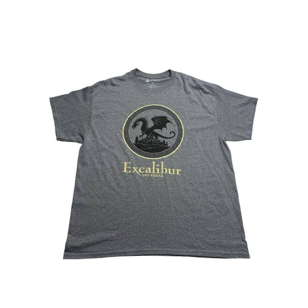 MGM Resorts Excalibur Las Vegas Dragon Tee Shirt Gray Sz XL